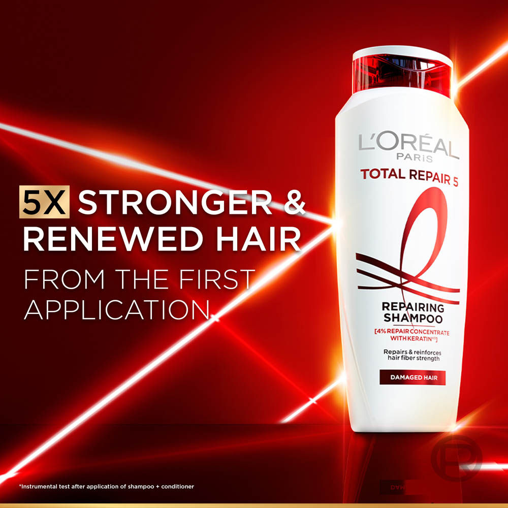 L'Oréal Paris Total Repair 5 Shampoo - Restores Damaged Hair Powered by Keratin XS Technology, 340ml Buy at Indicrest Image 6