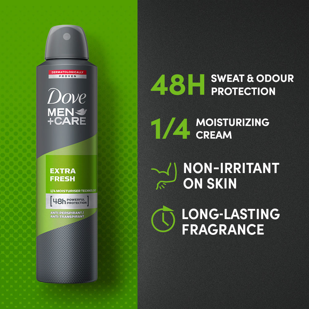 Dove Men + Care Extra Fresh Dry Spray Antiperspirant Deodorant, 250ml Buy at Indicrest Image 4