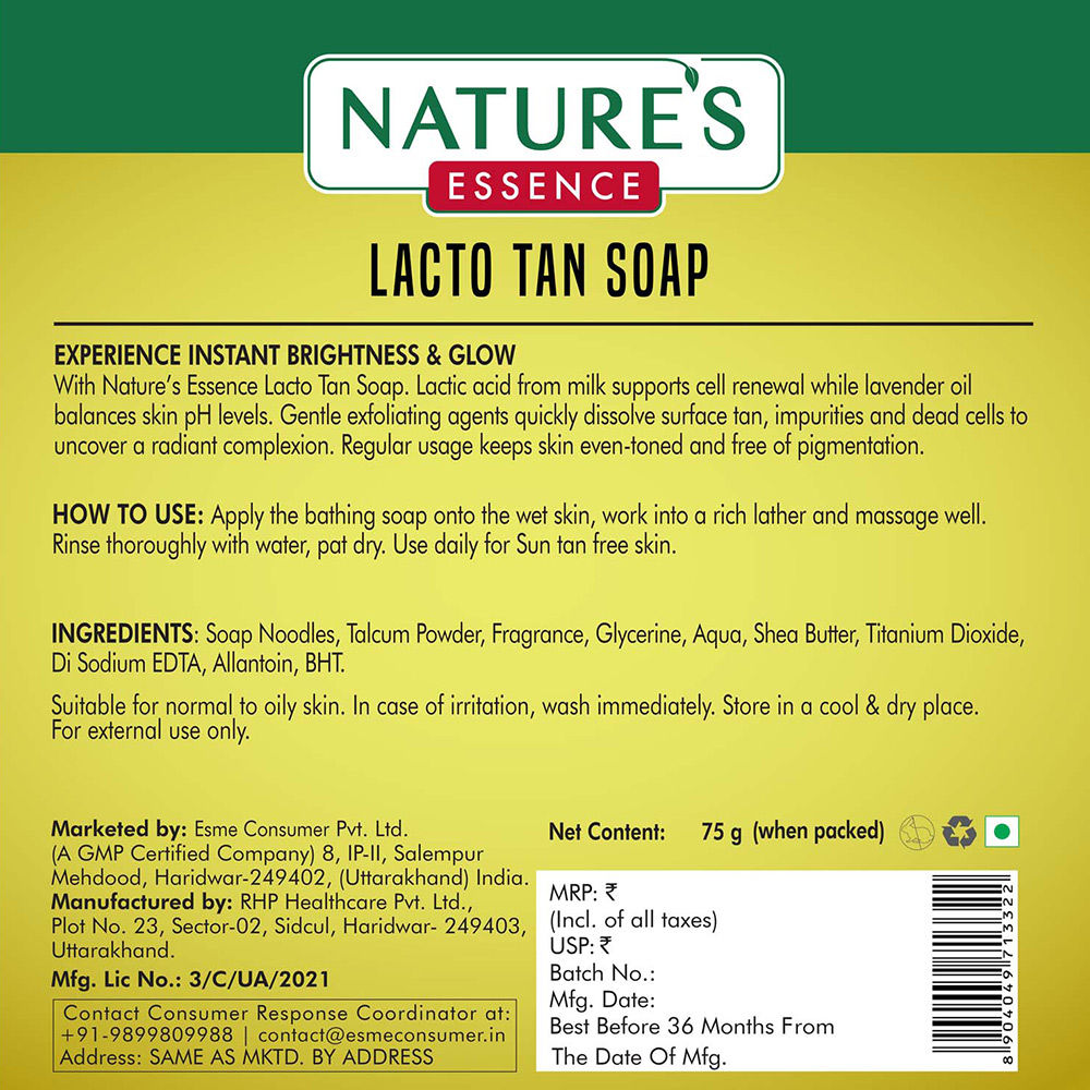 Nature's Essence Tan Clear Lacto Tan Soap, 75g Buy at Indicrest Image 7