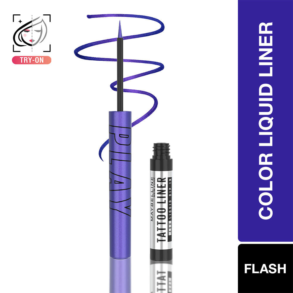 Maybelline New York Tattoo Play Blue Liquid Eyeliner - Metallic Finish - Flash, 2.1ml Buy at Indicrest