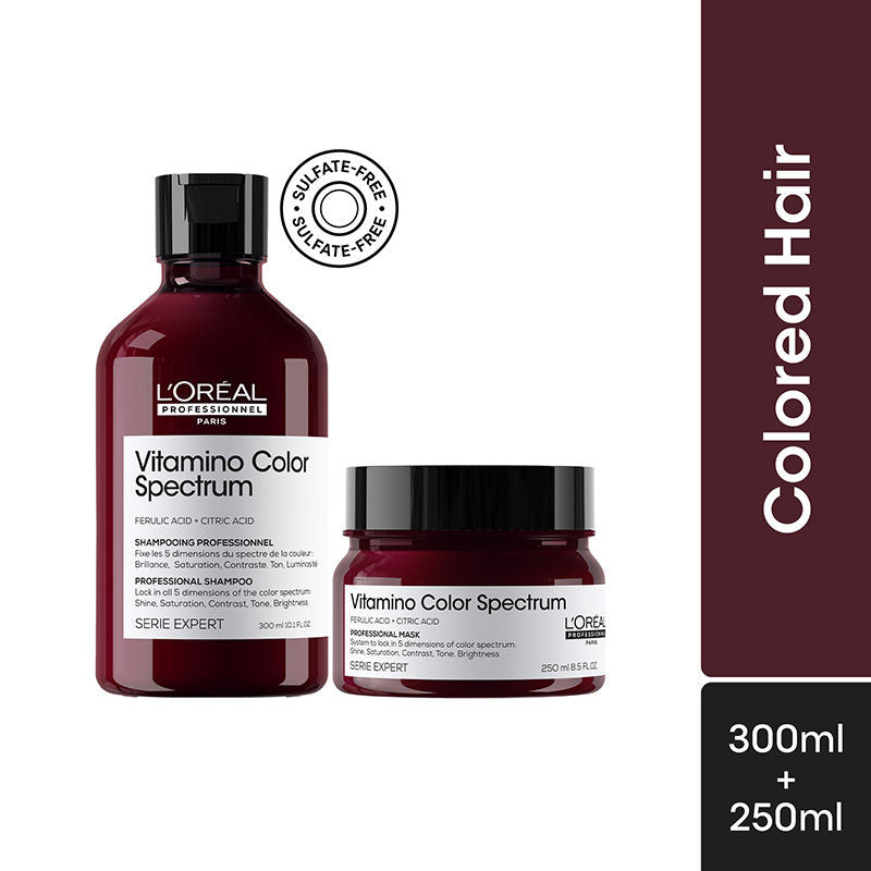 L'Oreal Professionnel Vitamino Color Spectrum Shampoo 300ml & Hair Mask 250ml Combo For Color Treated Hair