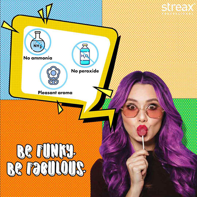 Streax Professional Hold & Play Funky Colour, Ammonia Free, Semi-Permanent Hair Colour, Crazy Violet, 100g Buy at Indicrest Image 4