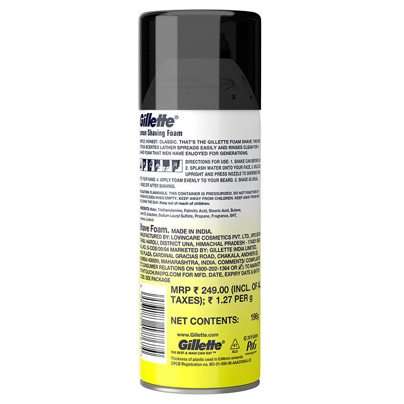 Gillette Classic Lemon Lime Shave Foam, 196g Buy at Indicrest Image 3