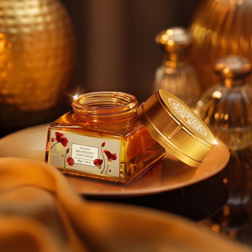 Forest Essentials Tejasvi Brightening Ghee Cream - Ayurvedic Cream for Facial Massage, 30g