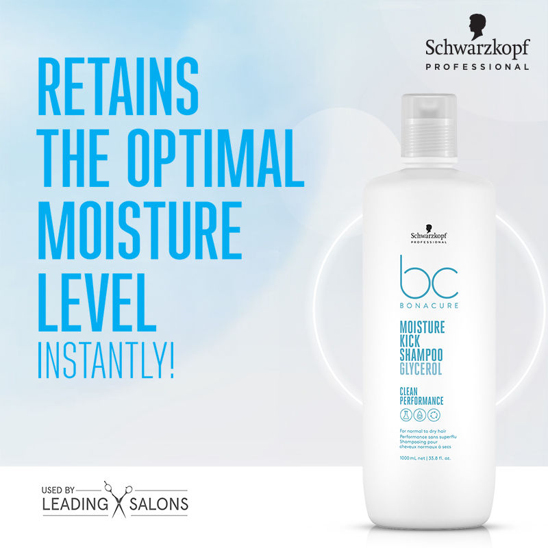Schwarzkopf Professional Bonacure Moisture Kick Shampoo With Glycerol - For Dry Hair, 1000ml Buy at Indicrest Image 2