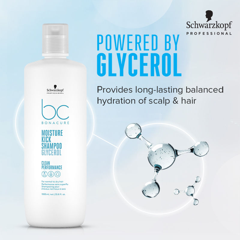 Schwarzkopf Professional Bonacure Moisture Kick Shampoo With Glycerol - For Dry Hair, 1000ml Buy at Indicrest Image 4
