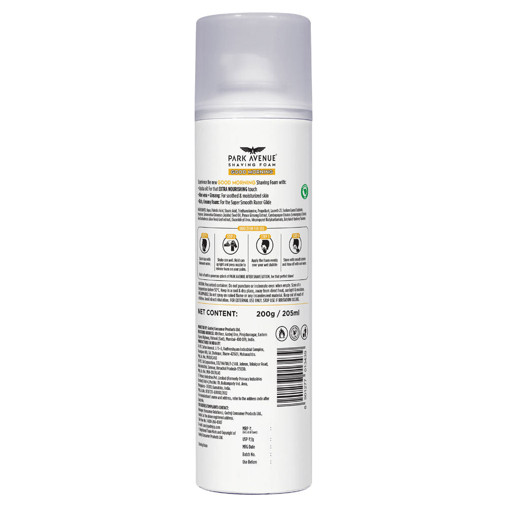 Park Avenue Good Morning Moisturising Shaving Foam, 200g Buy at Indicrest Image 2