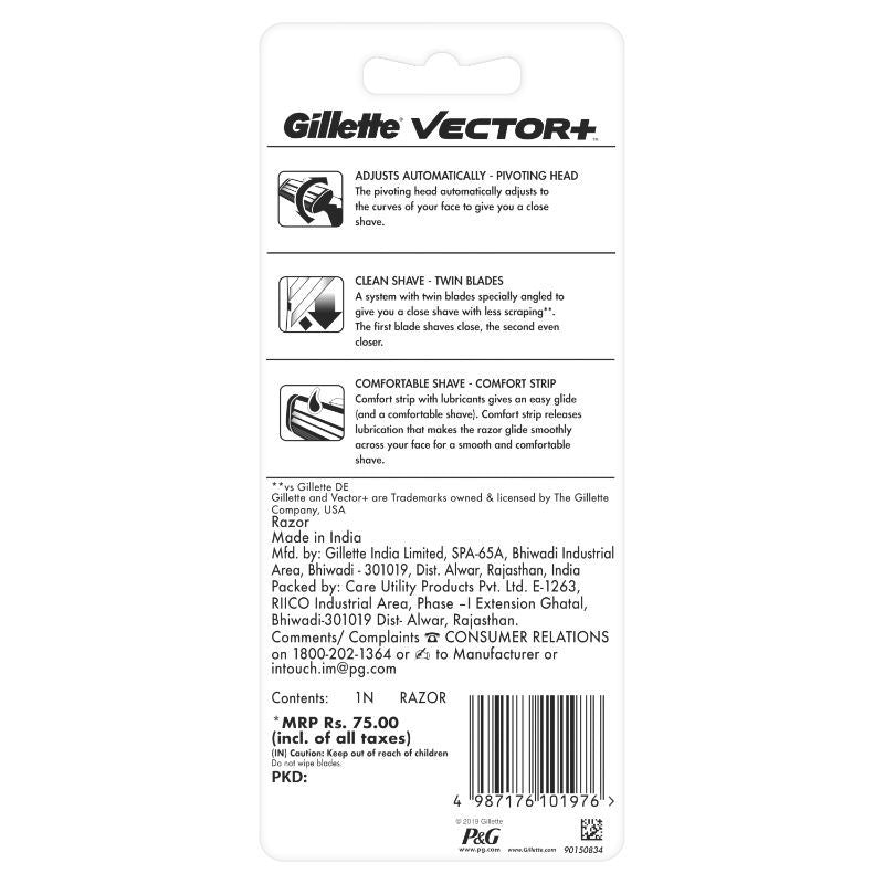 Gillette Vector Manual Shaving Razor For Men, 1 piece Buy at Indicrest Image 2