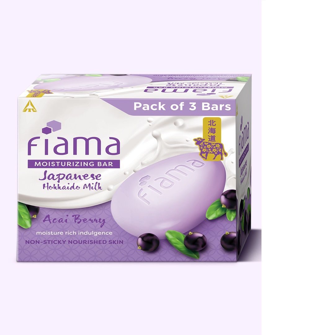 Fiama Japanese Hokkaido Milk & Acai Berry Moisturizing Soap Bars (Pack of 3), 375g Buy at Indicrest Image 8