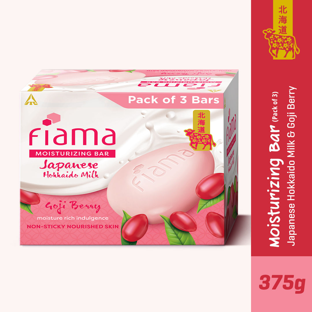 Fiama Japanese Hokkaido Milk & Goji Berry Moisturizing Soap Bars (Pack of 3), 375g Buy at Indicrest