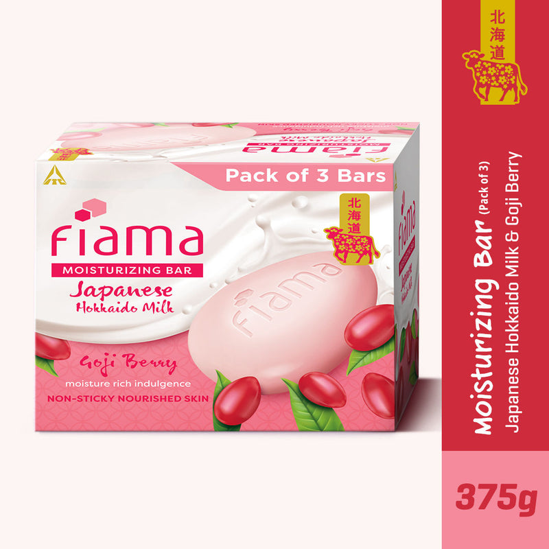 Fiama Japanese Hokkaido Milk & Goji Berry Moisturizing Soap Bars (Pack of 3), 375g Buy at Indicrest