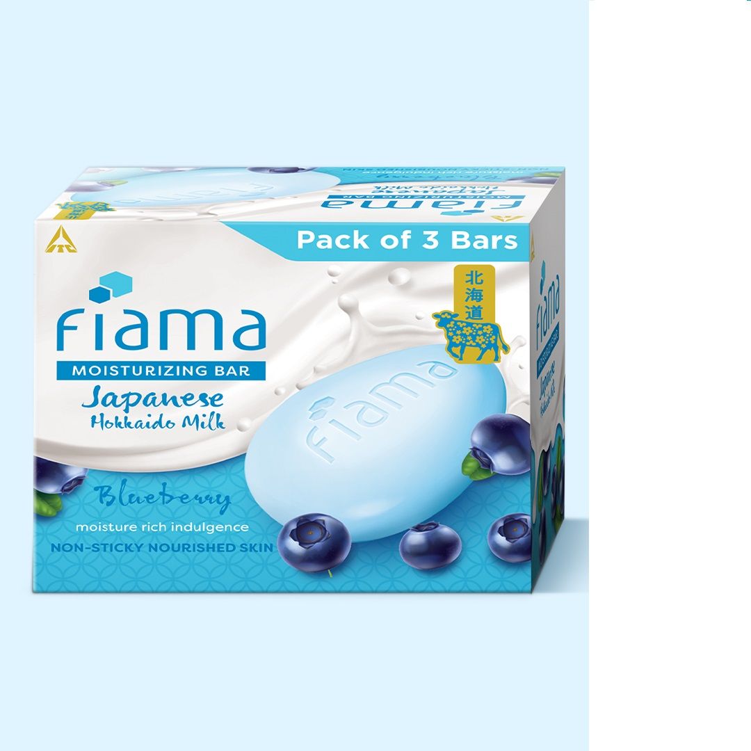 Fiama Japanese Hokkaido Milk & Blueberry Moisturizing Soap Bars (Pack Of 3), 375g Buy at Indicrest Image 8