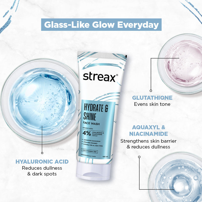 Streax Skin Hydrate & Shine Face Wash Cleanser For Brightening, 48 Hr Hydration, 100ml Buy at Indicrest Image 3