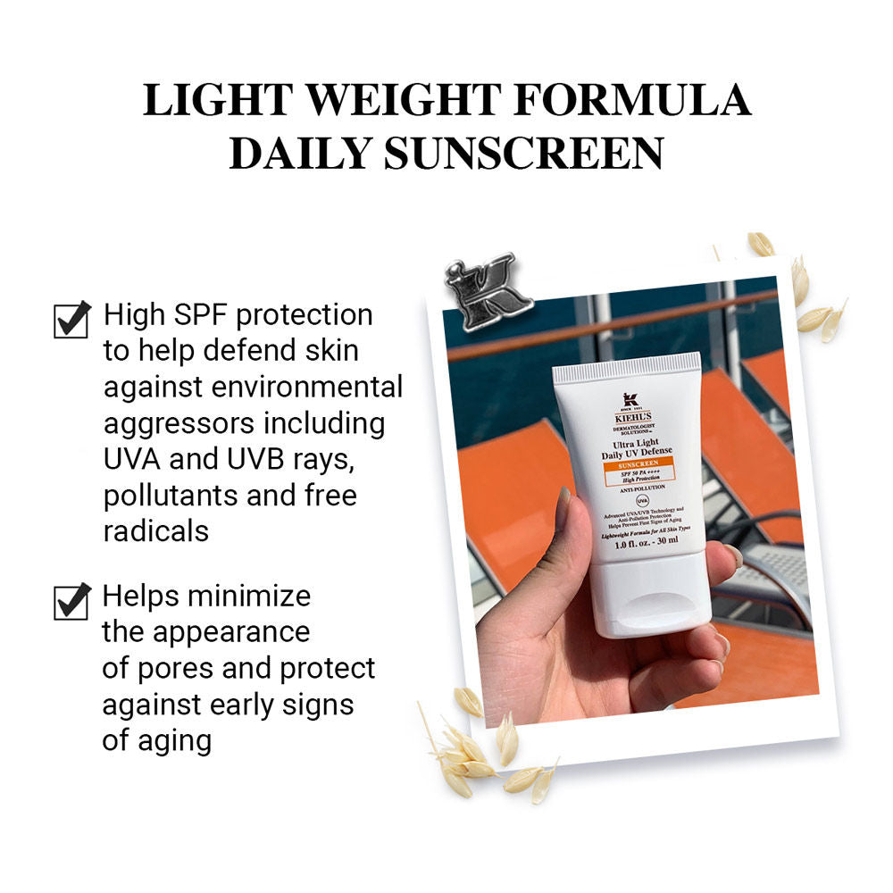 Kiehl's Ultra-Light Daily UV Defense SPF 50 PA++++ Sunscreen With Anti-Pollution Protection, 60ml