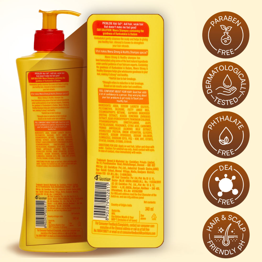 Meera Strong and Healthy Shampoo, With Goodness Of Kunkudukai and Badam, 340ml Buy at Indicrest Image 6