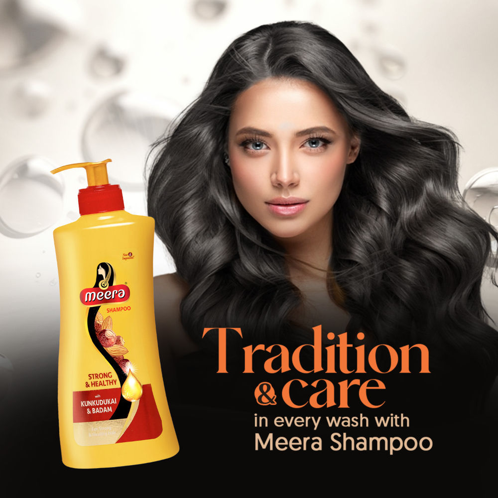 Meera Strong and Healthy Shampoo, With Goodness Of Kunkudukai and Badam, 650ml Buy at Indicrest Image 3