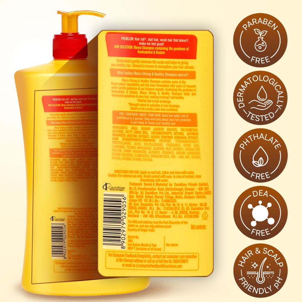Meera Strong and Healthy Shampoo, With Goodness Of Kunkudukai and Badam, 1 Litre Buy at Indicrest Image 6