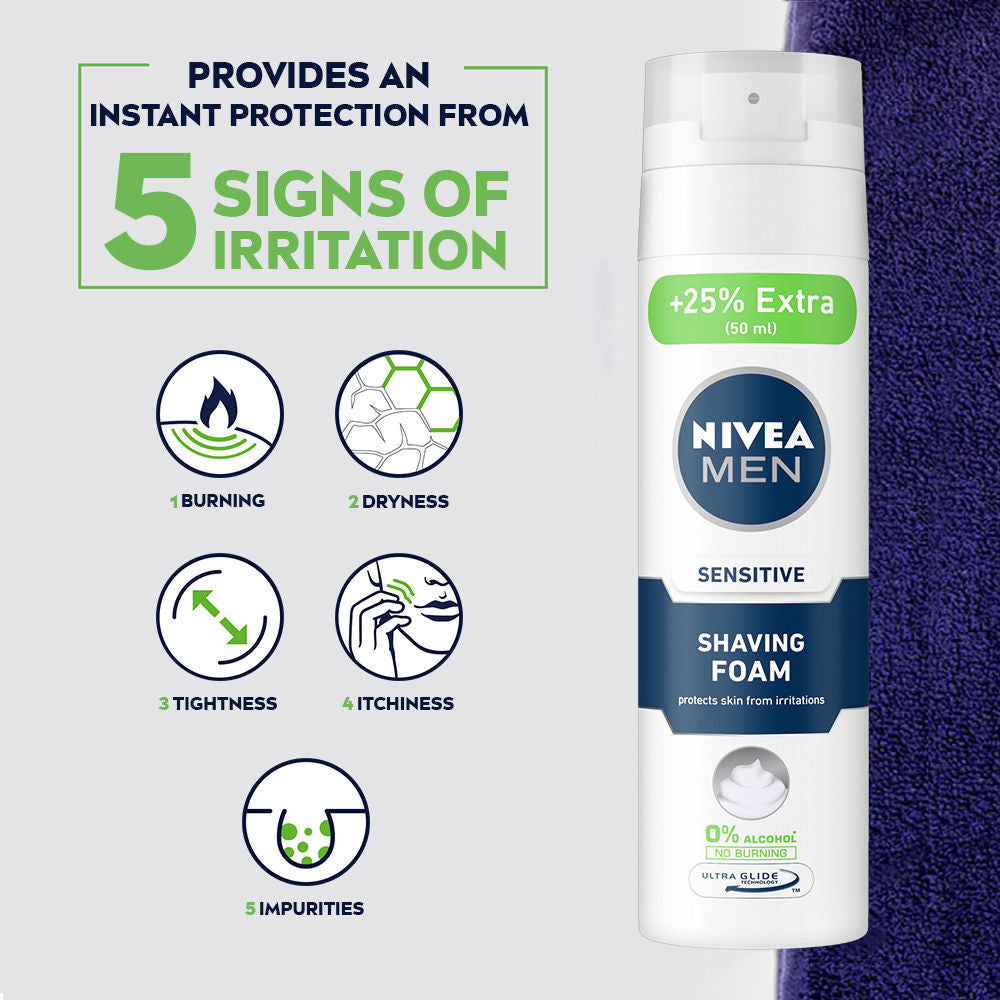 Nivea MEN Shaving - Sensitive Shaving Foam, 250ml Buy at Indicrest Image 3