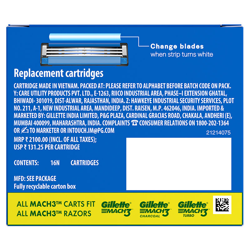Gillette Mach 3 Shaving Blades for men (Pack Of 16 Cartridges) Buy at Indicrest Image 10