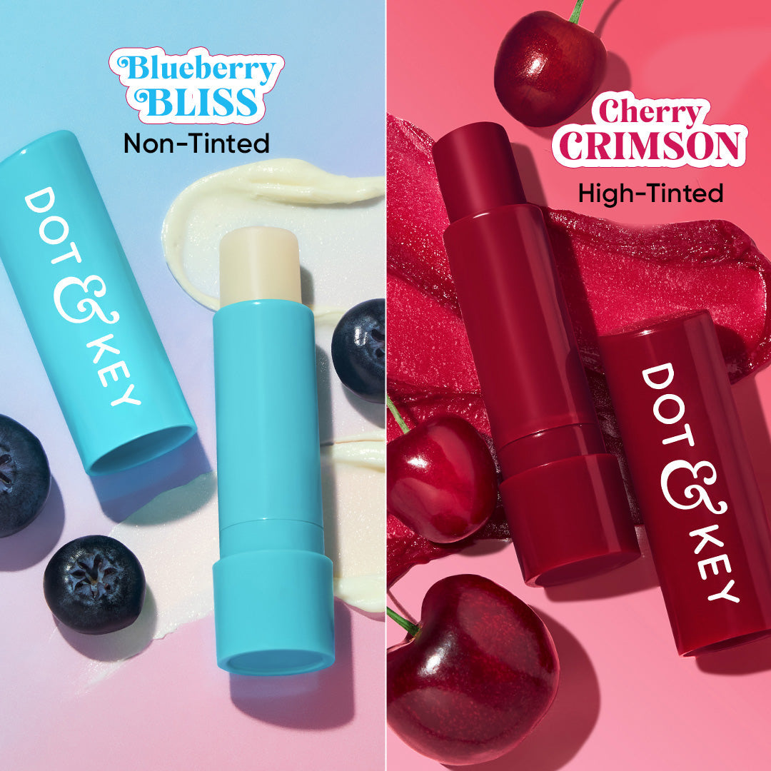 Dot & Key SPF 50+ Barrier Repair Hydrating Lip Balm - Pack of 2, (Blueberry Bliss + Cherry Crimson)