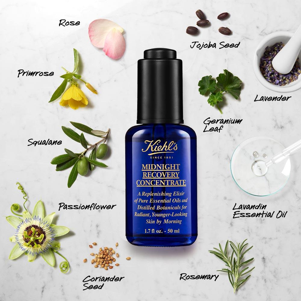 Kiehl's Midnight Recovery Concentrate Serum With Botanical Oil Blend For Radiant Skin, 30ml