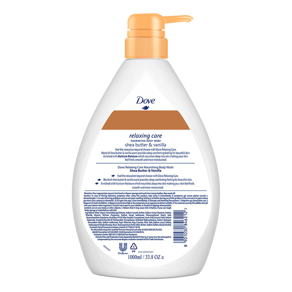 Dove Body Wash - Relaxing Care Shea Butter & Vanilla Nourishing, 1000ml Buy at Indicrest Image 3