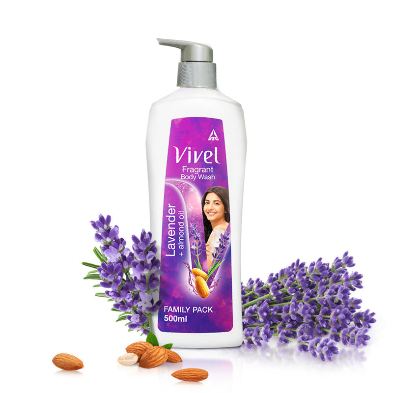 Vivel Moisturizing Fragrant Body Wash Lavender & Almond Oil Pump Bottle Shower Gel, 500ml Buy at Indicrest