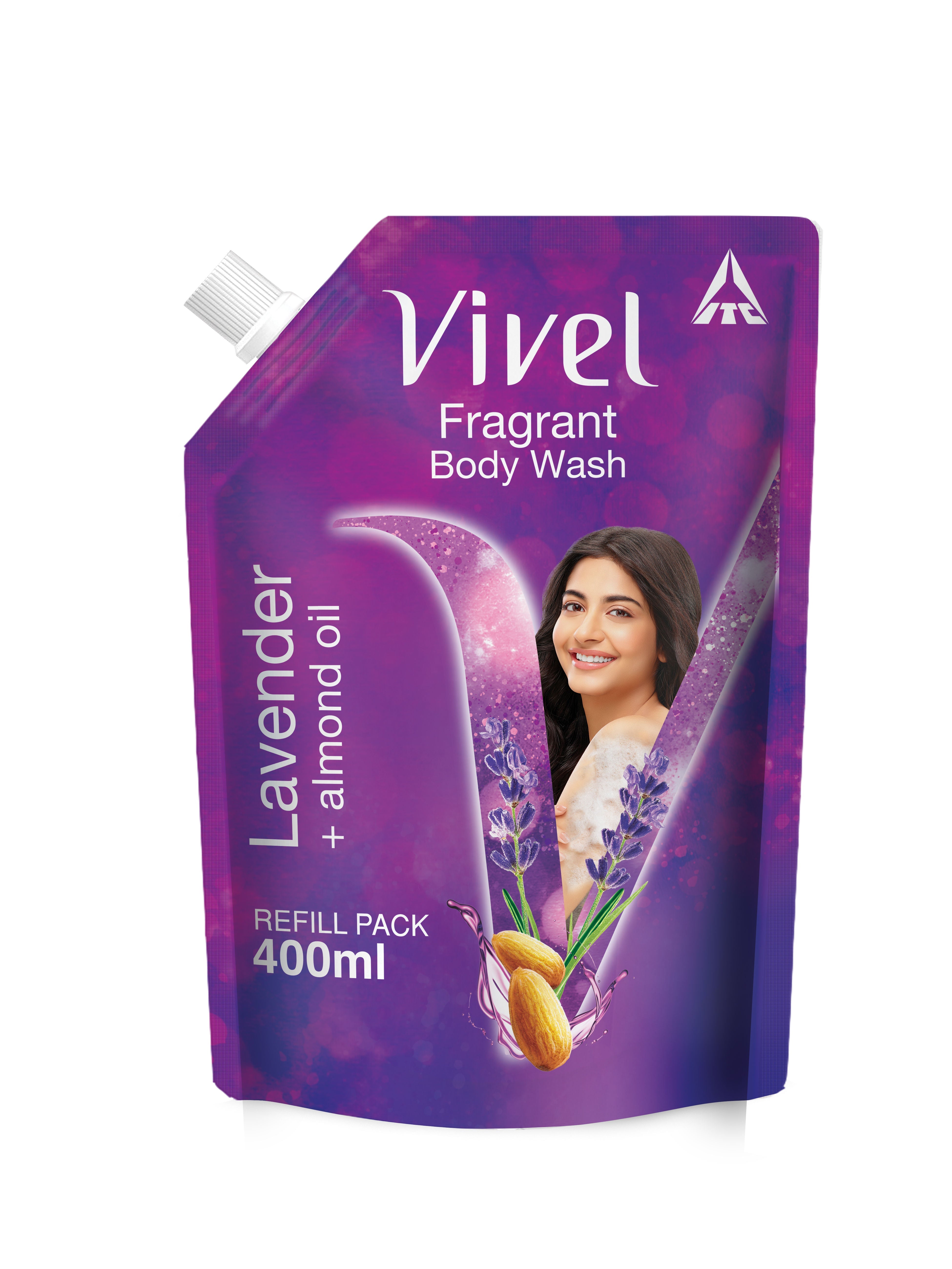 Vivel Fragrant Body Wash Lavender & Almond Oil Moisturizing Shower Gel Supersaver Refill Pack, 400ml Buy at Indicrest Image 8