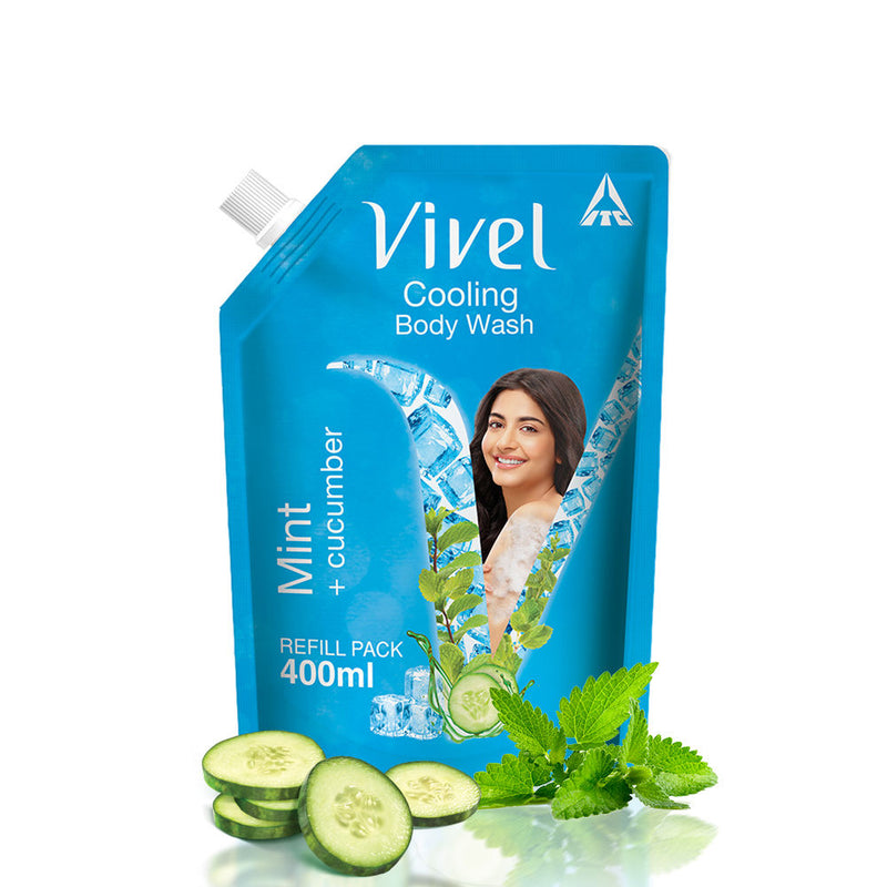 Vivel Cooling Body Wash Mint & Cucumber Moisturizing Shower Gel Supersaver Refill Pouch, 400ml Buy at Indicrest