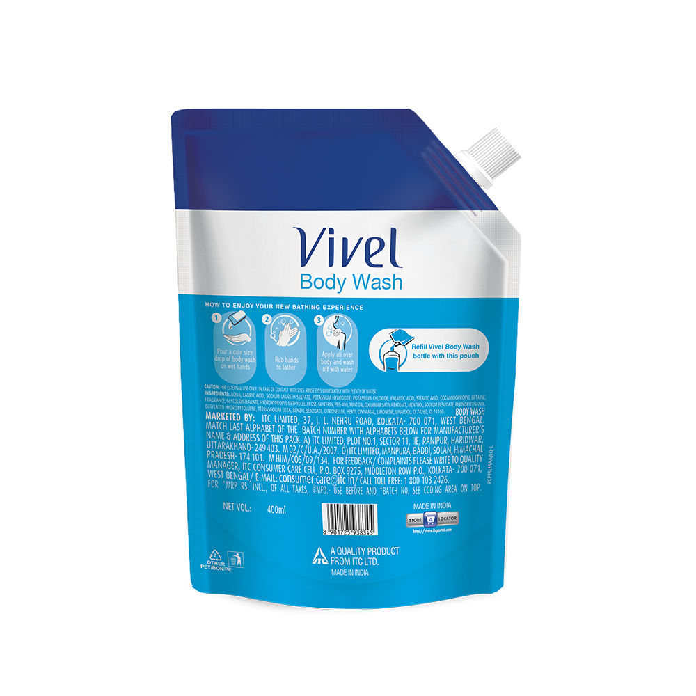 Vivel Cooling Body Wash Mint & Cucumber Moisturizing Shower Gel Supersaver Refill Pouch, 400ml Buy at Indicrest Image 6