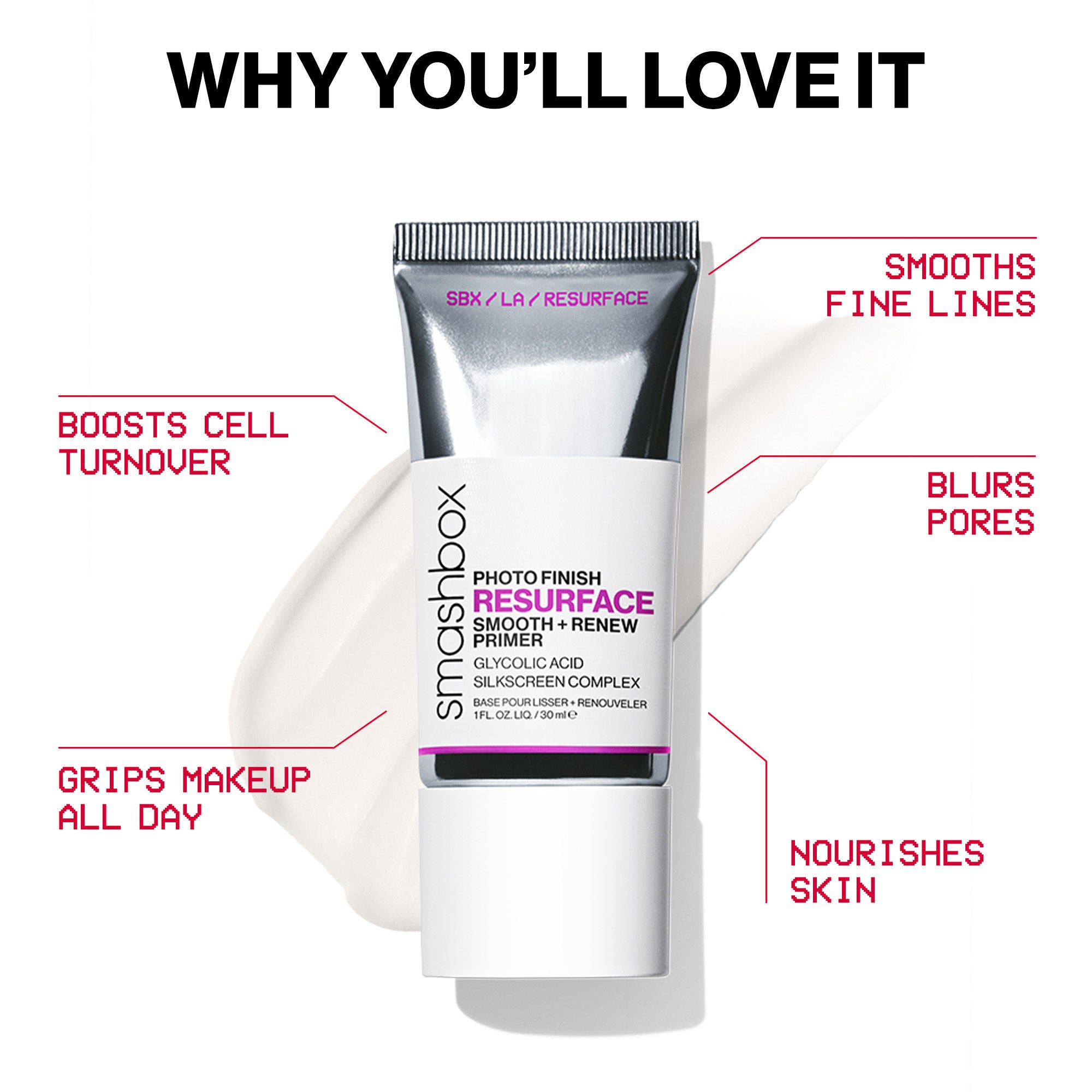 Smashbox Photo Finish Resurface Primer With Glycolic Acid, 30ml