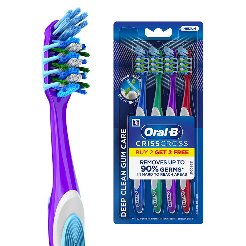 Oral-B Criss Cross Gum Care Toothbrush (Buy 2 Get 2 Free, Medium) Buy at Indicrest