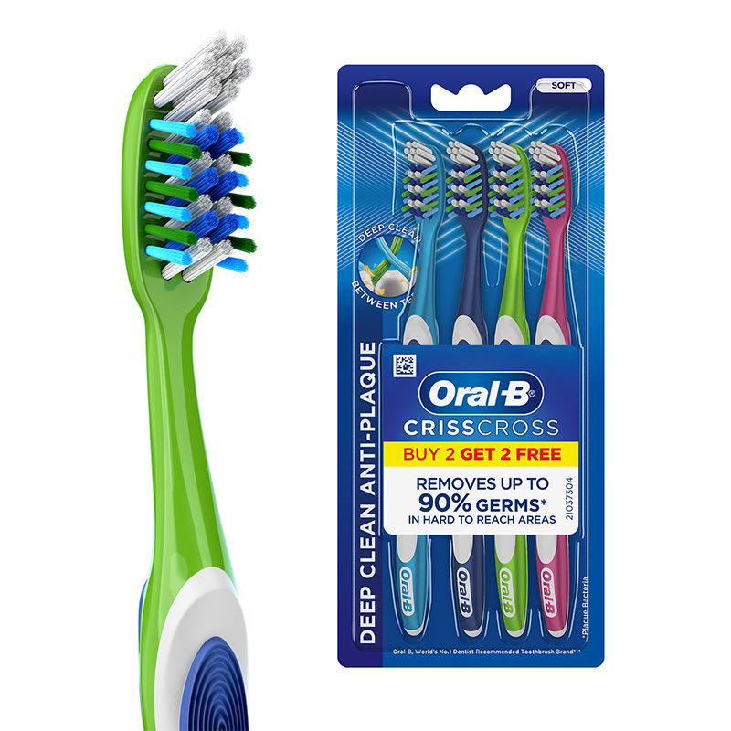 Oral-B Criss Cross Toothbrush (Buy 2 Get 2 Free, Soft) Buy at Indicrest