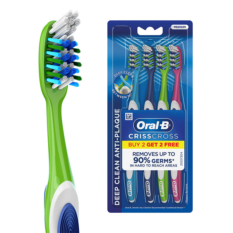 Oral-B Criss Cross Toothbrush with Neem Extract - Medium (Buy 2 Get 2 Free) Buy at Indicrest