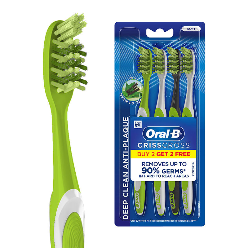 Oral-B Criss Cross Toothbrush with Neem Extract - Soft (Buy 2 Get 2 Free) Buy at Indicrest