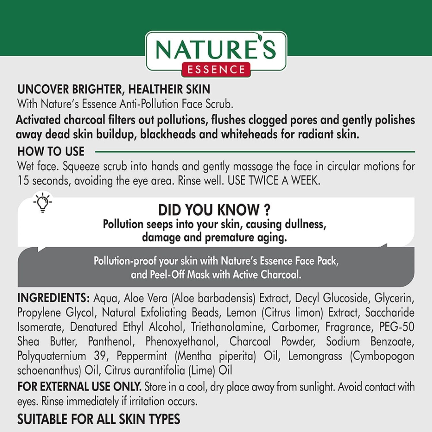 Nature's Essence Anti Pollution Charcoal Face Scrub, 50g Buy at Indicrest Image 6