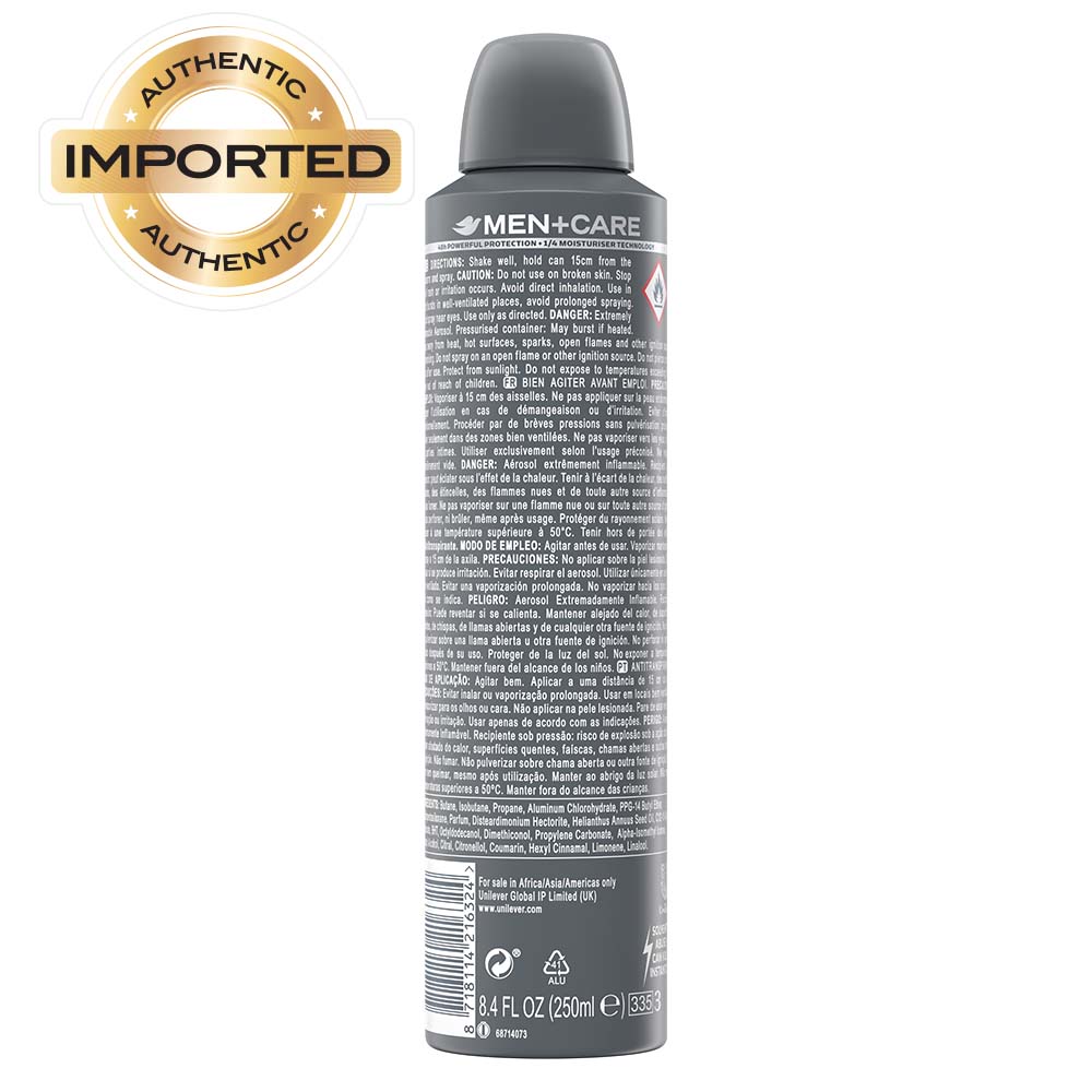 Dove Men + Care Clean Comfort Dry Spray Antiperspirant Deodorant, 250ml Buy at Indicrest Image 3