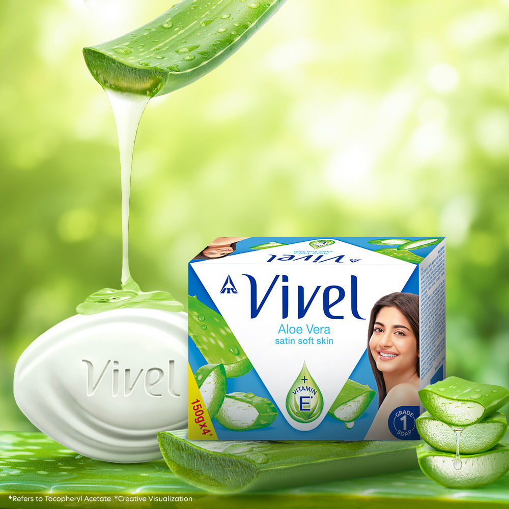 Vivel Aloe Vera Bathing Bar (Pack of 4), 600g Buy at Indicrest Image 3