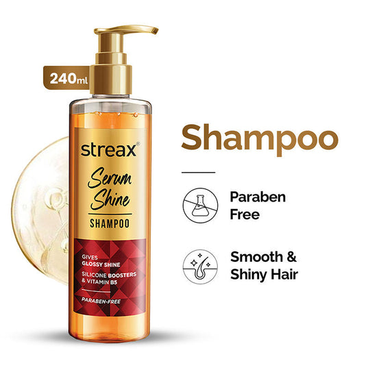 Streax Serum Shine Paraben Free Shampoo For Frizzy & Dry Hair With Silicon Boosters, 240ml Buy at Indicrest