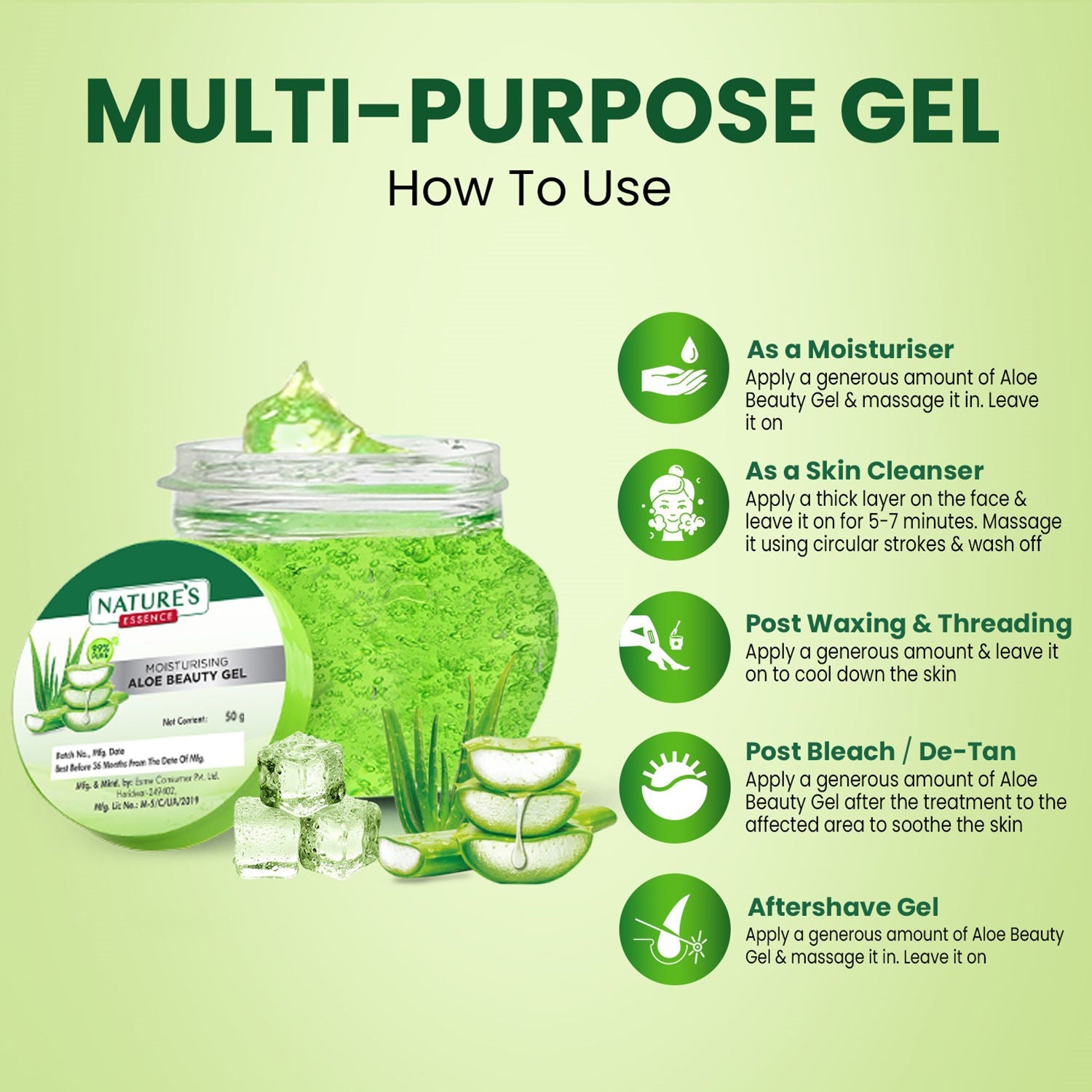 Nature's Essence Moisturising Aloe Beauty Gel, 50g Buy at Indicrest Image 7