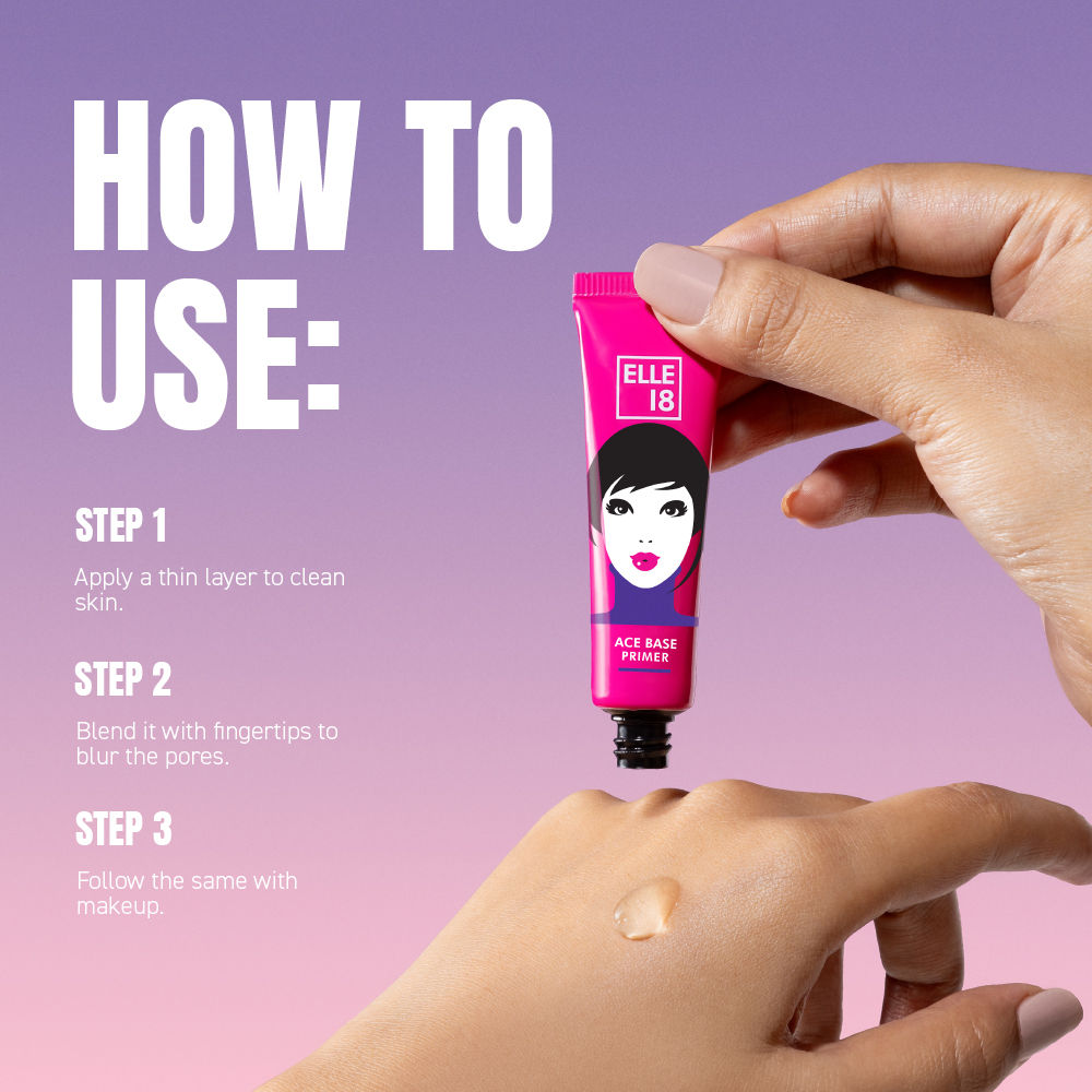 Elle 18 Ace Base Face Primer With Vitamin E, Lightweight & Water resistant, 10ml Buy at Indicrest Image 7