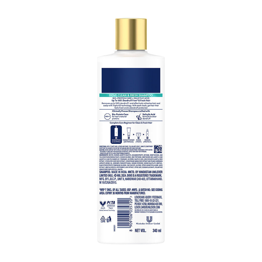 Dove Dandruff Clean & Fresh Shampoo for Clincally Proven, 340ml Buy at Indicrest Image 8