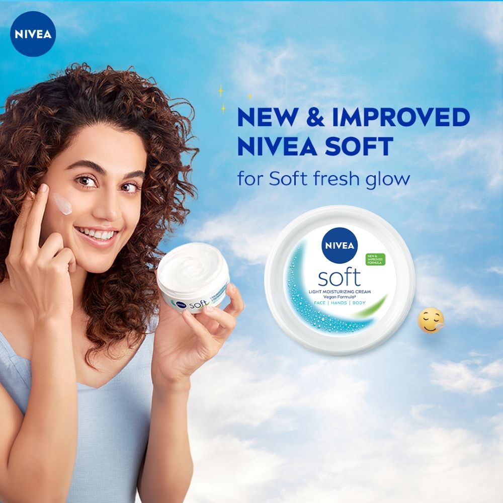 Nivea Soft Vit E Light Non Sticky Face Moisturiser Cream Fresh & Hydrated Skin For All Skin Types, 300ml Buy at Indicrest Image 3