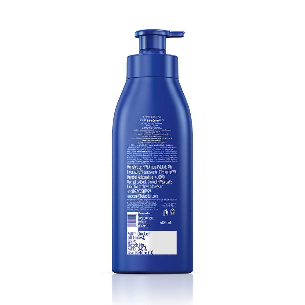 Nivea Cocoa Nourish Oil In Lotion With Pure Hyaluron For 72H Moisturization, 400ml Buy at Indicrest Image 11