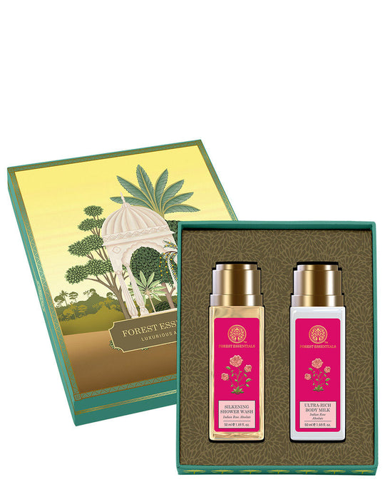 Forest Essentials Indian Rose Absolute Gift Box - Body Wash & Body Lotion, 100ml, Buy from Indicrest