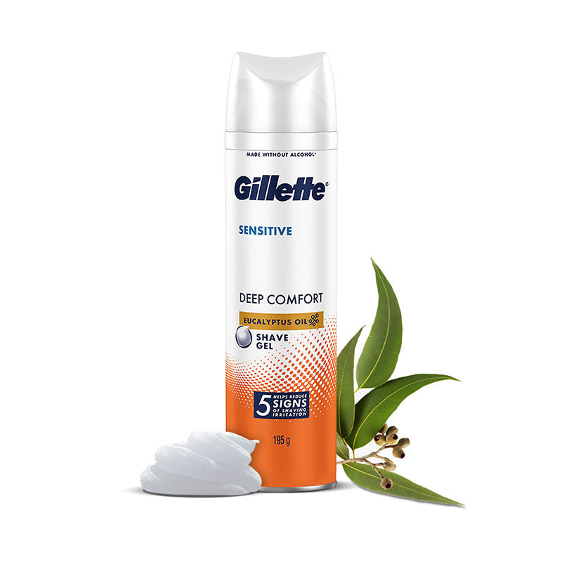 Gillette Sensitive Shaving Gel, Deep Comfort With Aloe Vera 0% Parabene, 195g Buy at Indicrest