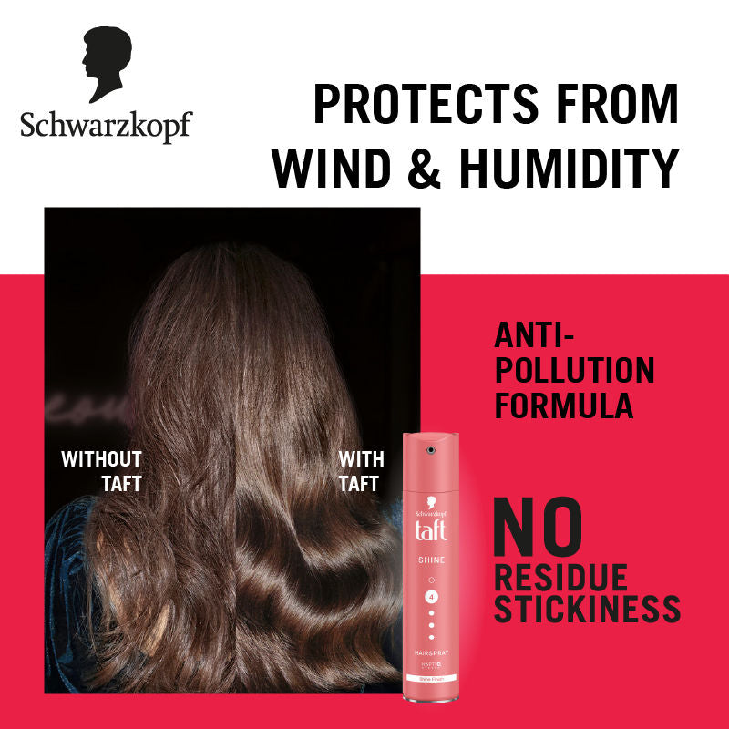 Schwarzkopf TAFT Shine Hair Spray For Shinner Hair With Diamond Luminizer Formula Hold 4, 250ml Buy at Indicrest Image 2