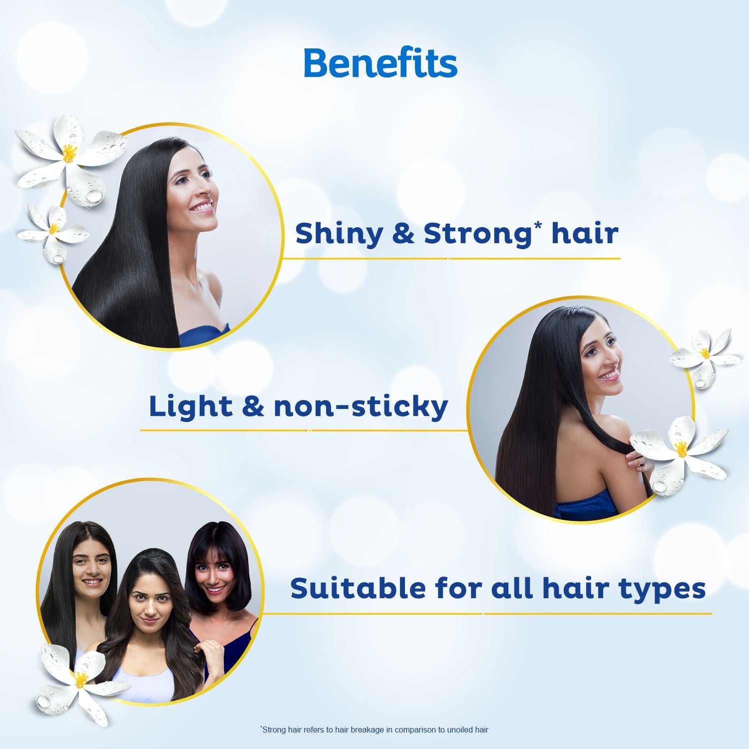 Parachute Advansed Jasmine Gold Coconut Hair Oil, Vitamin-E, Super Shiny Hair, Non-sticky, 300ml Buy at Indicrest Image 4