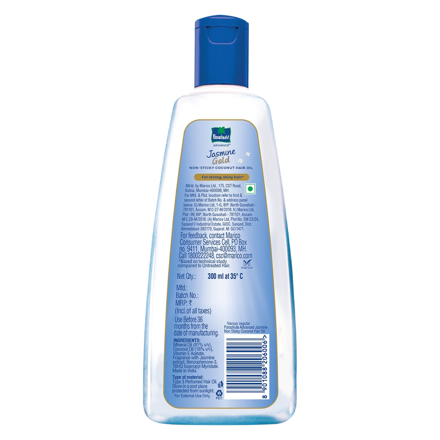 Parachute Advansed Jasmine Gold Coconut Hair Oil, Vitamin-E, Super Shiny Hair, Non-sticky, 300ml Buy at Indicrest Image 8
