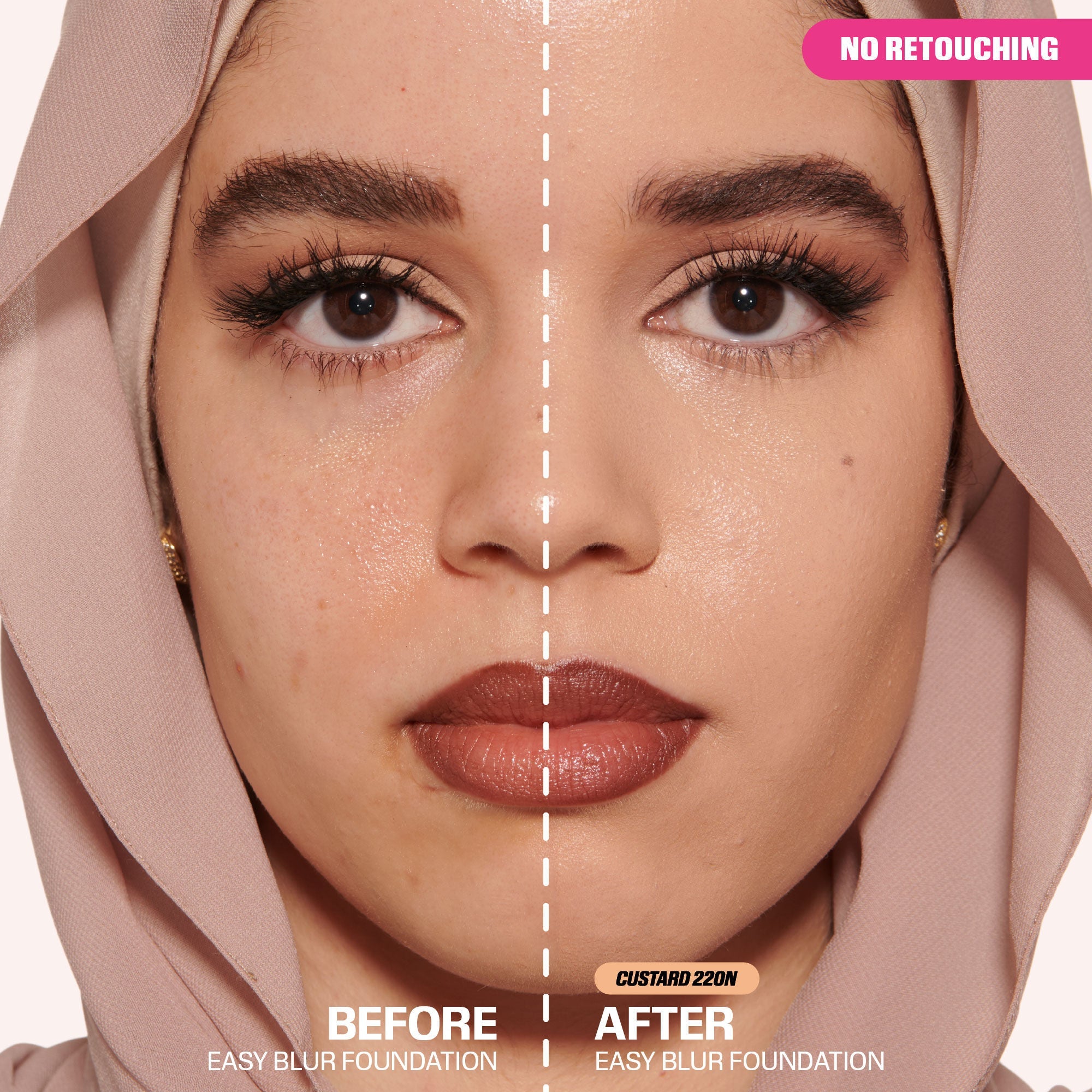 Huda Beauty Mini Easy Blur Natural Airbrush Foundation with Niacinamide Custard 220N, 10ml